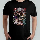 Demon Slayer Kimetsu No Yaiba Unisex %100 Pamuklu Bisiklet Yaka T-Shirt Model 11 - Siyah