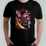 Demon Slayer Kimetsu No Yaiba Unisex %100 Pamuklu Bisiklet Yaka T-Shirt Model 12 - Siyah - 6 - 9 Yaş