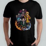 Demon Slayer Kimetsu No Yaiba Unisex %100 Pamuklu Bisiklet Yaka T-Shirt Model 13 - Siyah - 6 - 9 Yaş