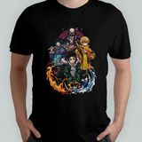Demon Slayer Kimetsu No Yaiba Unisex %100 Pamuklu Bisiklet Yaka T-Shirt Model 13 - Siyah