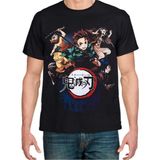Demon Slayer Kimetsu No Yaiba Unisex Tişört - Siyah - XL