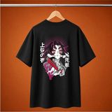 Demon Slayer Kokushibo Jouge No Ichi Japonca Oversize Unisex Tisort - Siyah