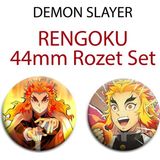 Demon Slayer Kyojuro Rengoku 44MM 2 Adet Rozet Set - Kimetsu No Yaiba