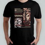 Demon Slayer Rengoku %100 Pamuklu Bisiklet Yaka T-Shirt Model 1 - Siyah