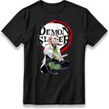 Demon Slayer Sabito Anime Model Baskı Tişört Unisex %100 Pamuk Kalın Kumaşlı Manga T-Shirt - Siyah - XL