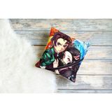 Demon Slayer Tanjiro And Nezuko Desenli Kare Yastık Kılıfı - 43 x 43