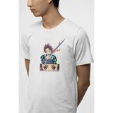 Demon Slayer Tanjiro Eyes Tişört - Beyaz