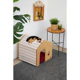 Demonte Ahşap Hava Alabilen Değiştirilebilir Kumaş Kedi ve Köpek Evi