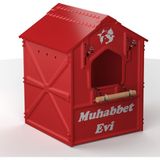 Demonte Plastik Kuş Yuvası 14. 5 x 14.5 x 20CM Siyah Beyaz - Kırmızı