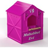 Demonte Plastik Kuş Yuvası 14. 5 x 14.5 x 20CM Siyah Beyaz - Pembe