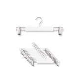 DEMOPLAST HANGER & TEXTILE ACCESSORIES Ahşap Görünümlü Metal Mandallı Plastik Askı, Lüx Pantolon Ve Etek Askısı, Beyaz (10 Adet)