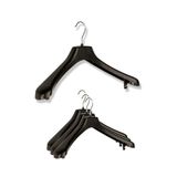 DEMOPLAST HANGER & TEXTILE ACCESSORIES Ceket Askısı, Dolap Askısı, Siyah Plastik Lüx Askı (4 Adet)