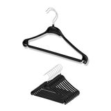 DEMOPLAST HANGER & TEXTILE ACCESSORIES Elbise, Etek, Pantolon, Bluz Askısı, Siyah Plastik Askı (10 Adet)