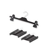 DEMOPLAST HANGER & TEXTILE ACCESSORIES Mandallı Pantolon, Etek Askısı, Plastik Siyah Askı (20 ADET)