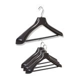 DEMOPLAST HANGER & TEXTILE ACCESSORIES Takım Elbise, Ceket Askısı, Barlı Siyah Askı (4 Adet)