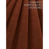 Demor Home 1/2 Sık Pile Kiremit Rengi Kadife Dokulu Fon Perde|ütü Istemez|en Çok Satılan - 100 x 250 cm