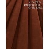 Demor Home 1/2 Sık Pileli Kadife Dokulu Fon Perde, 100 x 250 cm, Kiremit, Ütü İstemez