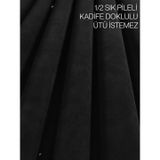 Demor Home 1/2 Sık Pileli Kadife Dokulu Fon Perde, 60x250 cm, Panter Siyahı, Ütü İstemez