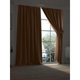 Demor Home Açık Kahve Blackout Fon Perde, 100 x 250 cm, Ekstrafor Büzgülü, Polyester