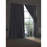 Demor Home Gri Blackout Fon Perde, 250x260 cm, Ekstrafor Büzgülü, Polyester, Tek Kanat