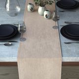 Demor Home Kadife Dokulu Badem Ezmesi Rengi Runner - 40 x 140 cm