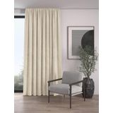 Demor Home Kadife Dokulu Ekstrafor Büzgülü Ay Taşı Beji Fon Perde, 200 x 250 cm