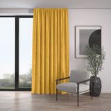 Demor Home Kadife Dokulu Ekstrafor Büzgülü Bal Peteği Sarısı Tek Kanat 250x260 cm Fon Perde