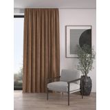 Demor Home Kadife Dokulu Ekstrafor Büzgülü Fon Perde, 100 x 250 cm, Çikolata Kahvesi
