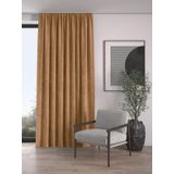 Demor Home Kadife Dokulu Ekstrafor Büzgülü Fon Perde, 100 x 250 cm, Kaju