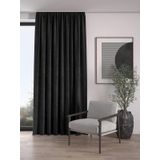 Demor Home Kadife Dokulu Ekstrafor Büzgülü Fon Perde, 100 x 250 cm, Panter Siyahı