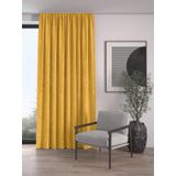 Demor Home Kadife Dokulu Ekstrafor Büzgülü Fon Perde, 250 x 270 cm, Bal Peteği Sarısı