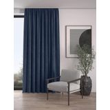 Demor Home Kadife Dokulu Ekstrafor Büzgülü Lacivert Fon Perde, 100 x 250 cm
