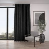 Demor Home Kadife Dokulu Ekstrafor Büzgülü Panter Siyahı Tek Kanat 100x250 cm Fon Perde