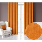 Demor Home Kadife Dokulu Ekstrafor Büzgülü Portakal Rengi Tek Kanat 150x250 cm Fon Perde