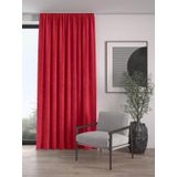 Demor Home Kadife Dokulu Ekstrafor Büzgülü Saltanat Kırmızısı Fon Perde, 100 x 270 cm