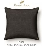 Demor Home Keten Dokulu Antrasit Rengi Kırlent Yastık Kılıfı - 50 x 30 cm