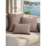 Demor Home Keten Dokulu Bej Rengi Kırlent Yastık Kılıfı - 50 x 30 cm