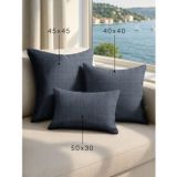 Demor Home Keten Dokulu Granit Grisi Kırlent Yastık Kılıfı