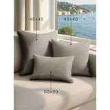 Demor Home Keten Dokulu Gümüş Grisi Kırlent Yastık Kılıfı - 45 x 45 cm