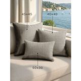 Demor Home Keten Dokulu Gümüş Grisi Kırlent Yastık Kılıfı