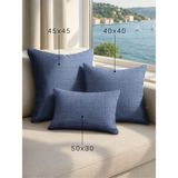 Demor Home Keten Dokulu Indigo Rengi Kırlent Yastık Kılıfı - 50 x 30 cm - İndigo