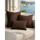 Demor Home Keten Dokulu Kahverengi Kırlent Yastık Kılıfı - 50 x 30 cm