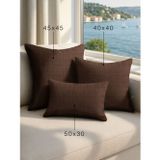 Demor Home Keten Dokulu Kahverengi Kırlent Yastık Kılıfı
