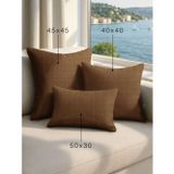 Demor Home Keten Dokulu Kakao Kahverengi Kırlent Yastık Kılıfı
