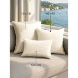 Demor Home Keten Dokulu Krem Rengi Kırlent Yastık Kılıfı - 45 x 45 cm
