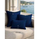 Demor Home Keten Dokulu Parlament Mavisi Kırlent Yastık Kılıfı - 45 x 45 cm