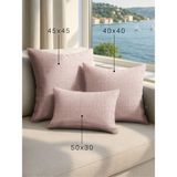 Demor Home Keten Dokulu Pudra Pembesi Kırlent Yastık Kılıfı - 45 x 45 cm