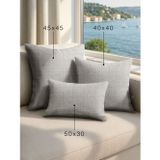 Demor Home Keten Dokulu Sis Grisi Kırlent Yastık Kılıfı