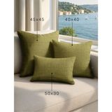 Demor Home Keten Dokulu Zeytin Yeşili Kırlent Yastık Kılıfı - 50 x 30 cm