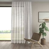 Demor Home Keten Görünümlü Ekstrafor Büzgülü Ekru Yüksek Kalite Tül Perde - 100 x 270 cm